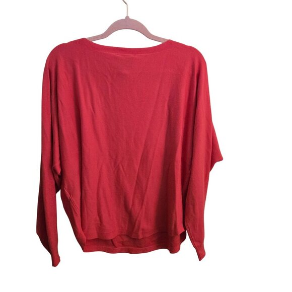 LIV Milano Dolman Sleeve Rhinestone Star Sweater Tomato Size L - Picture 2 of 5